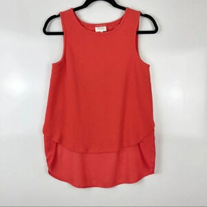 Anthropologie Deletta Orange High Low Sleeveless Blouse Sz XS